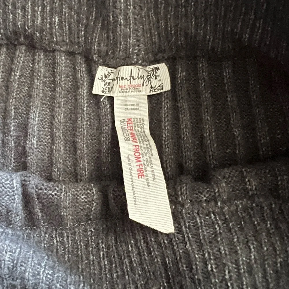 Free People Ribbed Knit Drawstring Lounge Pants - Charcoal Gray - Picture 4 of 4